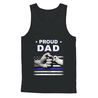 Proud Dad Police Thin Blue Line Flag Fathers Day-T-Shirt & Hoodie-Unisex Tank-Black