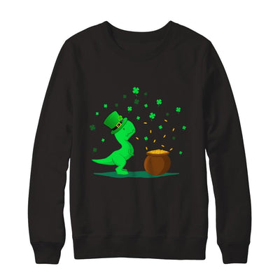 Lucky Dinosaur T-Rex St Patrick's Day Gift-T-Shirt & Hoodie-Crewneck Sweatshirt-Black