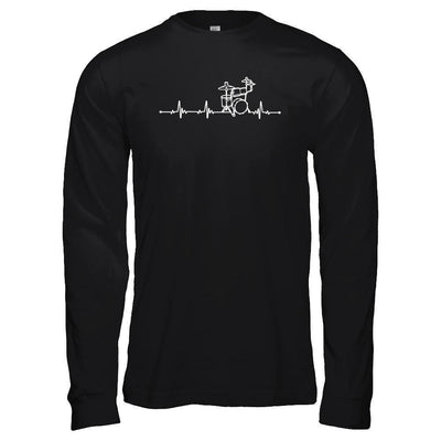 Drums Heartbeat Drummers Music Lover Musician Rock-T-Shirt & Hoodie-Long Sleeve T-Shirt-Black