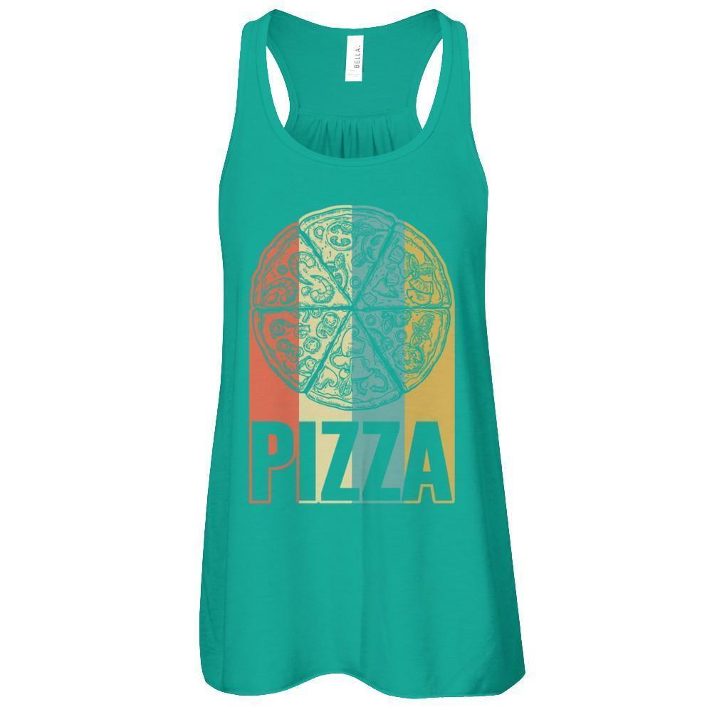 Classic Vintage Retro Style Pizza-T-Shirt & Tank Top-Women's Flowy Racerback Tank-Kelly