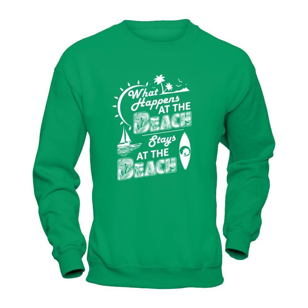 What Happens At The Beach Stays At The Beach-T-Shirt & Tank Top-Crewneck Sweatshirt-Irish Green