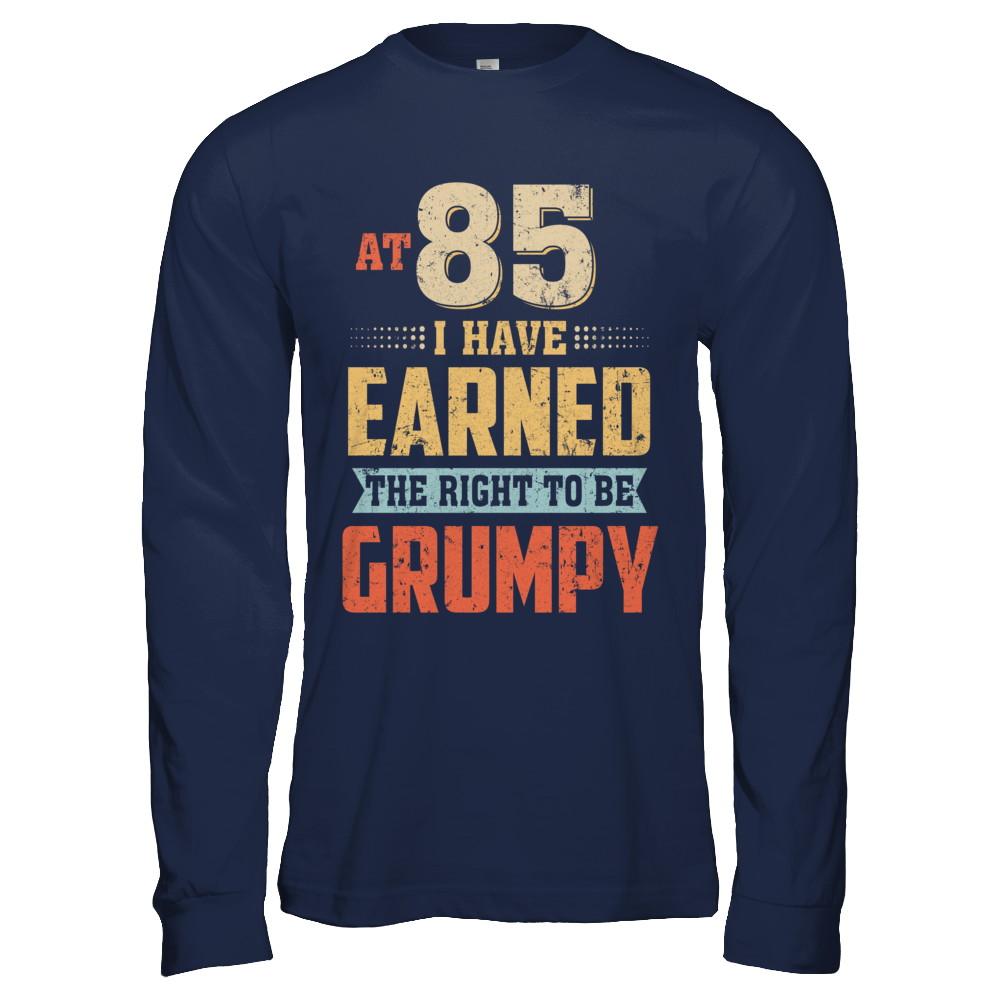 Vintage The Right To Be Grumpy 85th 1936 Birthday Gift-T-Shirt & Hoodie-Long Sleeve T-Shirt-Navy