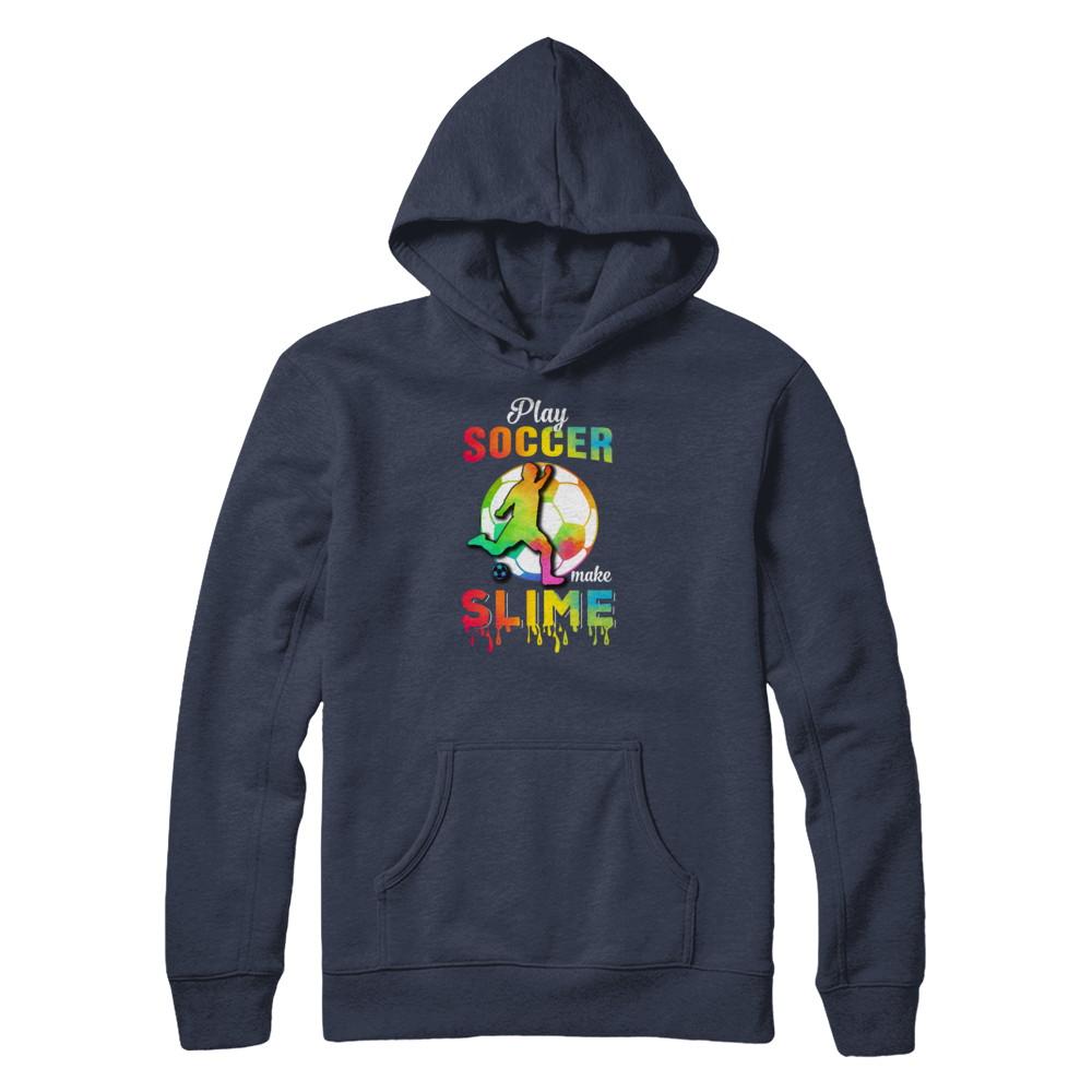 Play Soccer Make Slime Watercolor For Girl Women-T-Shirt & Tank Top-Pullover Hoodie-Navy