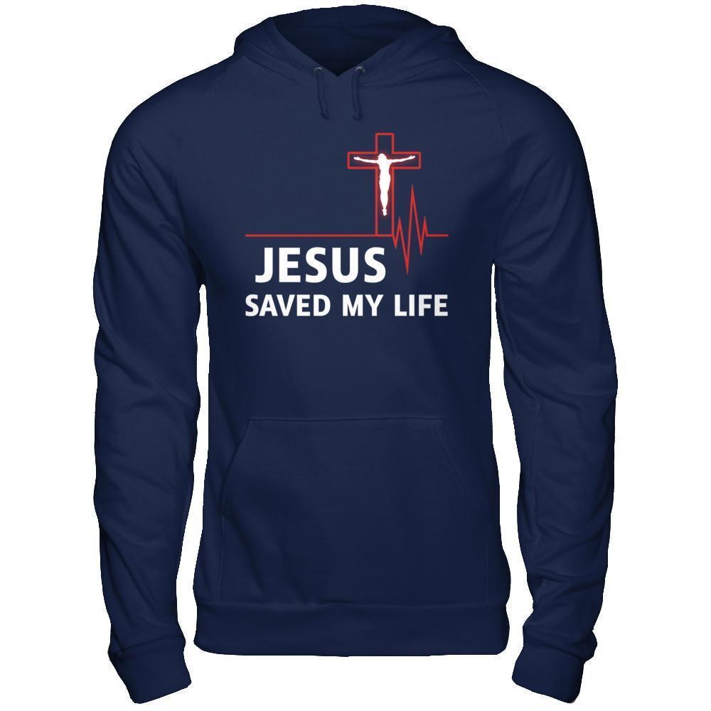 Jesus Saved My Life-T-Shirt & Hoodie-Pullover Hoodie-Navy