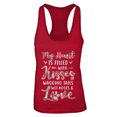 My Heart Is Filled With Kisses Wagging Tails Wet Noses Dog-T-Shirt & Tank Top-Women's Ideal Racerback Tank-Red