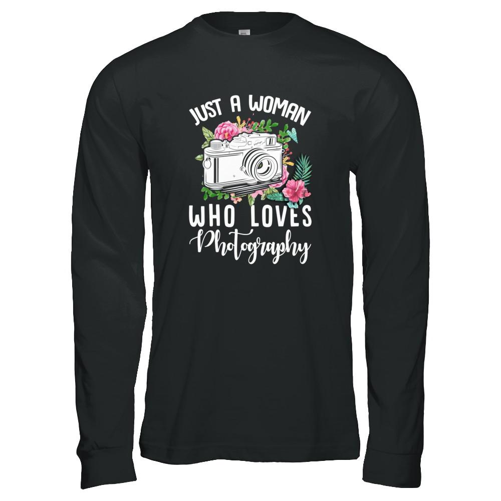 Just A Woman Who Loves Photography Photographer-T-Shirt & Tank Top-Long Sleeve T-Shirt-Black