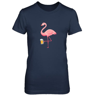 Beer Lover's Pink Flamingo Fun Party Beer-T-Shirt & Tank Top-Women's T-Shirt-Navy