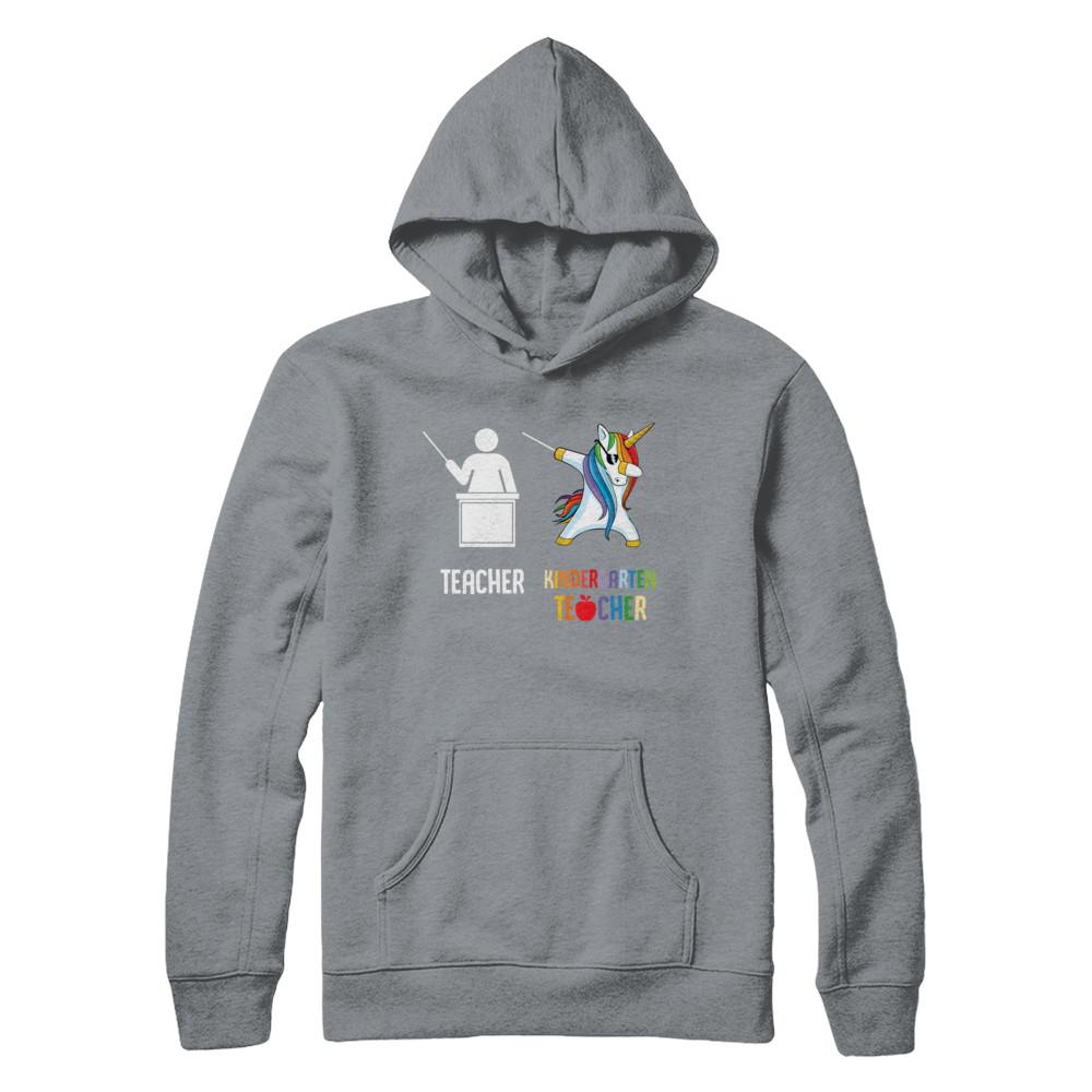 Dabbing Unicorn Kindergarten Teacher Funny Gifts Dab-T-Shirt & Hoodie-Pullover Hoodie-Light Steel