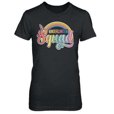 Kindergarten Squad Cute Rainbow Unicorn Back To School-T-Shirt & Hoodie-Women's T-Shirt-Black