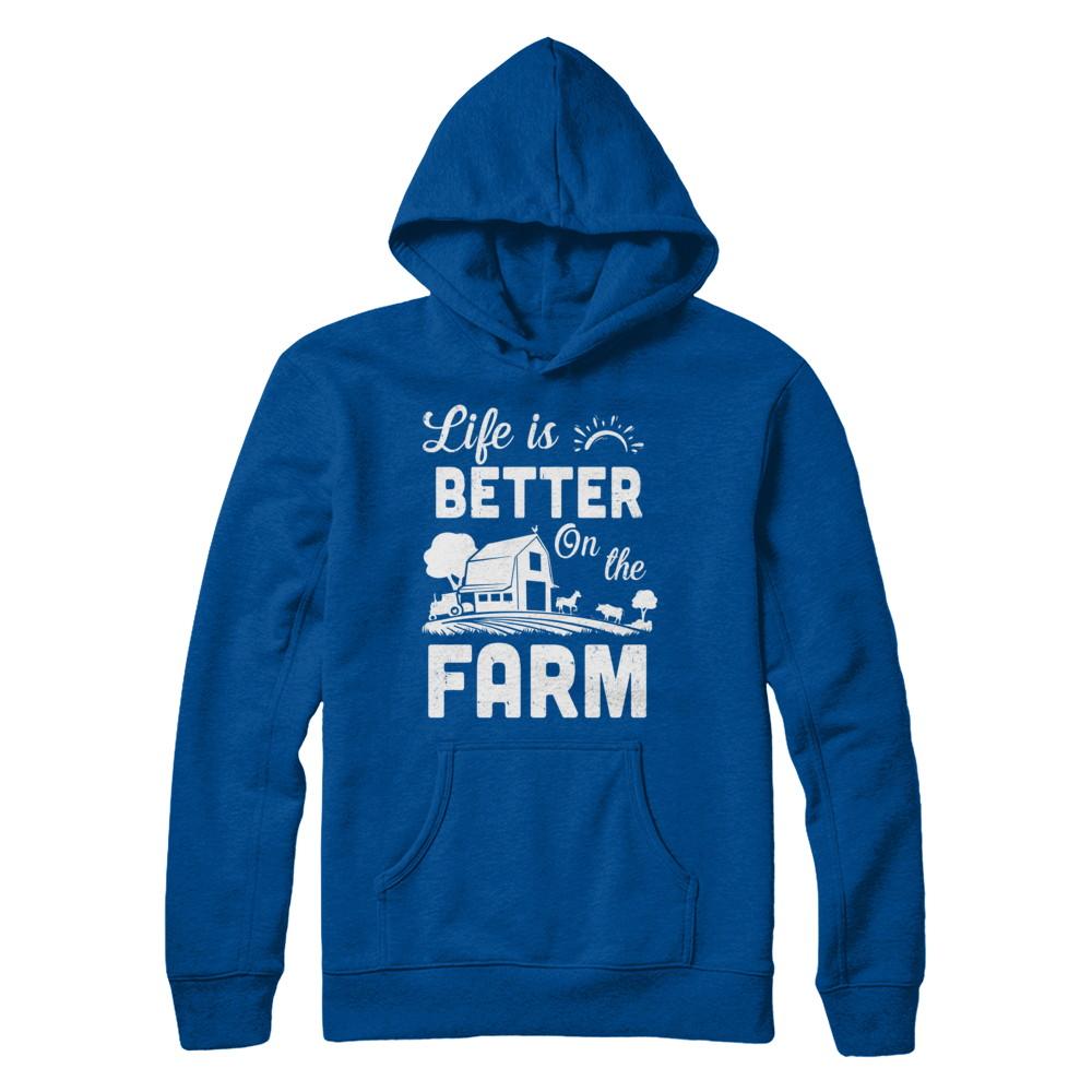 Life Is Better On The Farm Farmer-T-Shirt & Hoodie-Pullover Hoodie-Deep Royal