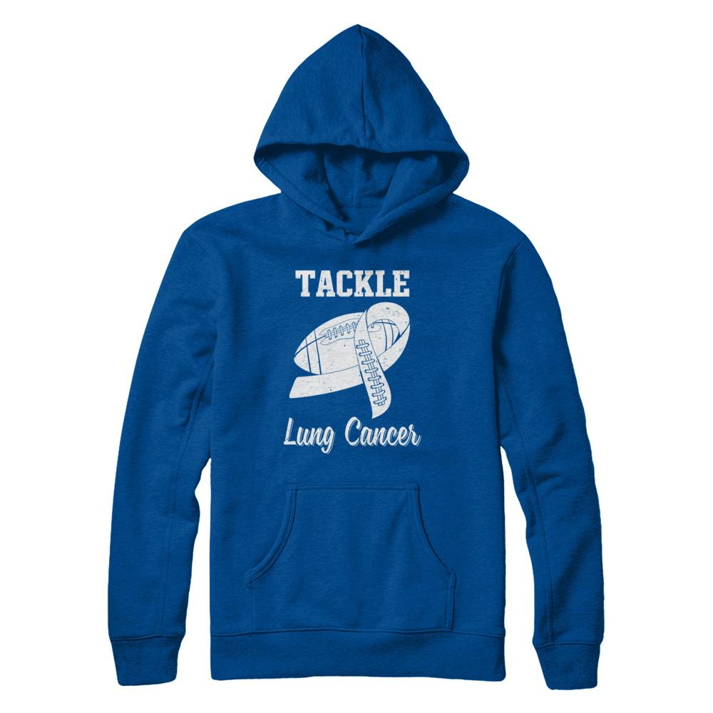 Football Survivor Tackle Clear Lung Cancer Awareness-T-Shirt & Hoodie-Pullover Hoodie-Deep Royal