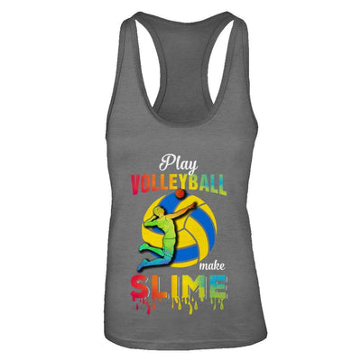 Play Volleyball Make Slime Watercolor For Girl Women-T-Shirt & Tank Top-Women's Ideal Racerback Tank-Dark Grey