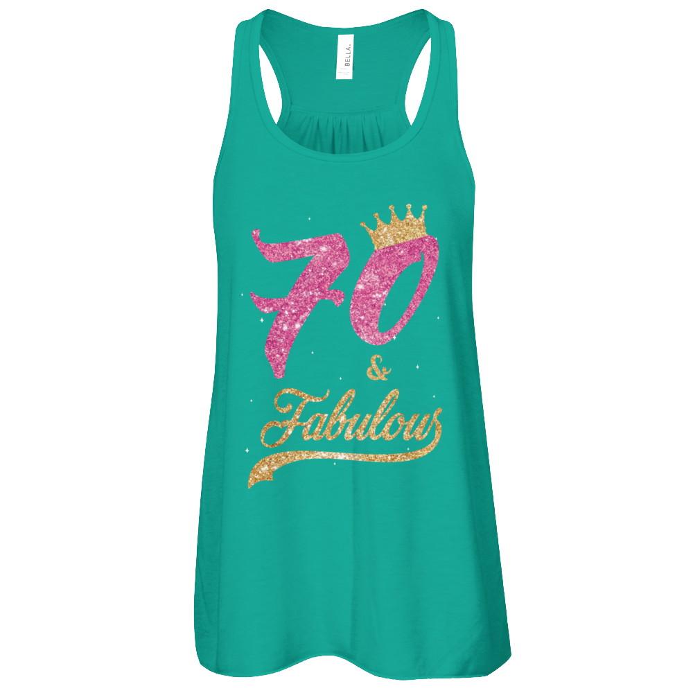 70 And Fabulous 1951 70th Birthday Gift-T-Shirt & Tank Top-Women's Flowy Racerback Tank-Kelly