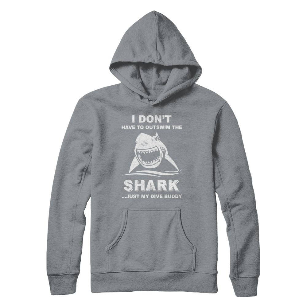 I Don't Have To Outswim Shark Just My Dive Buddy Scuba-T-Shirt & Hoodie-Pullover Hoodie-Light Steel