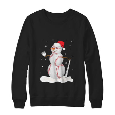 Christmas Baseball Snowman Christmas-T-Shirt & Sweatshirt-Crewneck Sweatshirt-Black