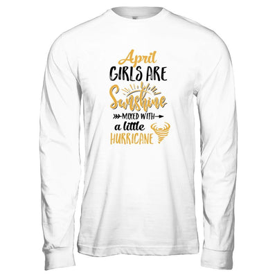 April Girls Sunshine Mixed With A Little Hurricane Birthday-T-Shirt & Tank Top-Long Sleeve T-Shirt-Heather Grey