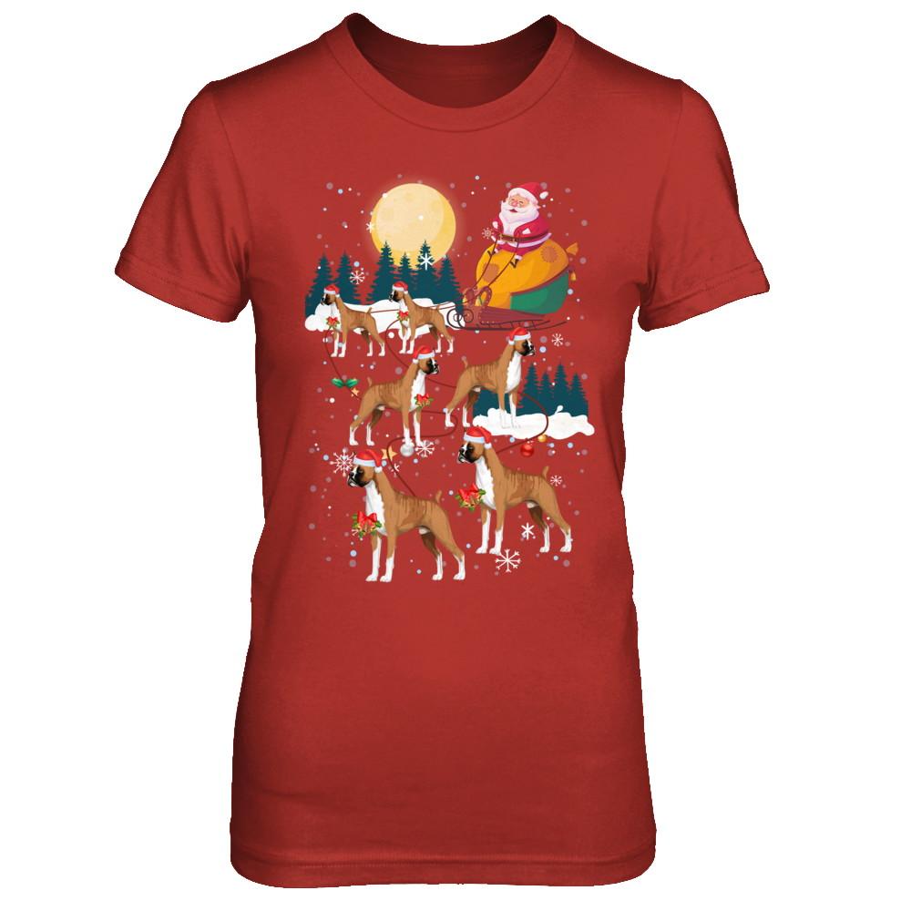 Dog Reindeer Boxer Christmas Gift-T-Shirt & Sweatshirt-Women's T-Shirt-Red