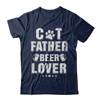 Cat Father Beer Lover Best Cat Dad Fathers Day-T-Shirt & Hoodie-Classic T-Shirt-Navy