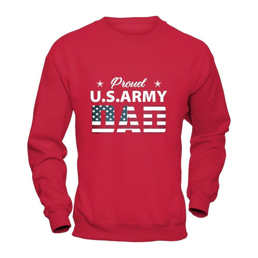 Proud Us Army Dad-T-Shirt & Hoodie-Crewneck Sweatshirt-Red