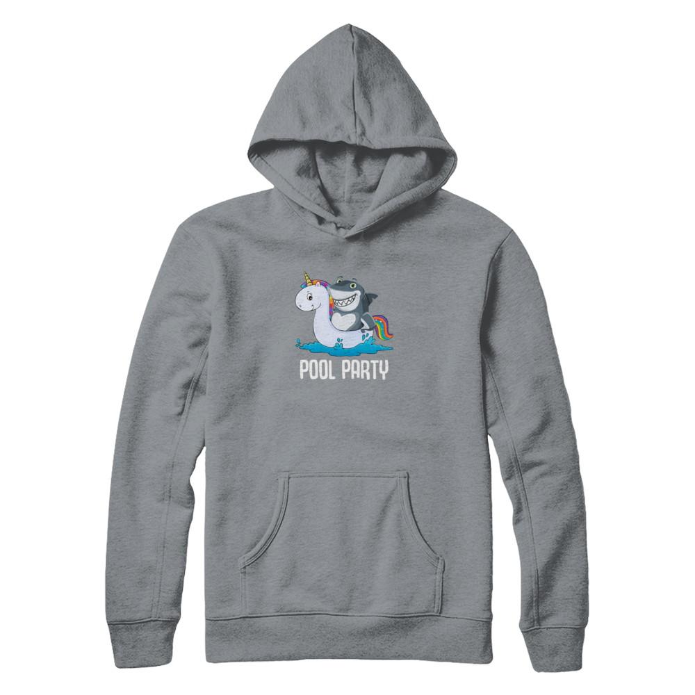 Pool Party Unicorn Float Funny Shark-T-Shirt & Tank Top-Pullover Hoodie-Light Steel