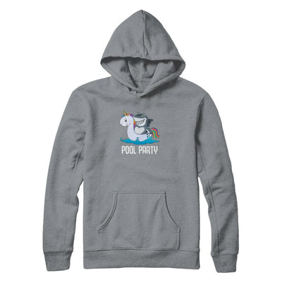 Pool Party Unicorn Float Funny Shark-T-Shirt & Tank Top-Pullover Hoodie-Light Steel