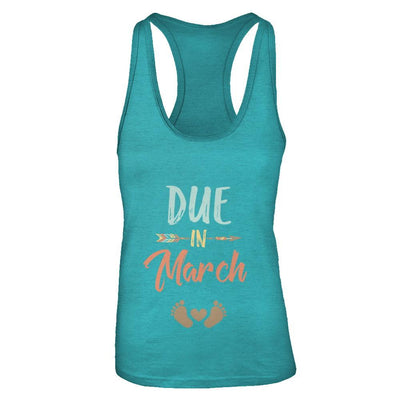 Due Date March 2021 Announcement Mommy Bump Pregnancy-T-Shirt & Tank Top-Women's Ideal Racerback Tank-Tahiti Blue