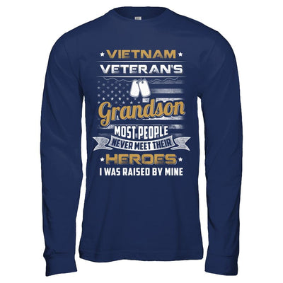 Vietnam Veteran's Grandson I Was Raised By Mine-T-Shirt & Hoodie-Long Sleeve T-Shirt-Navy