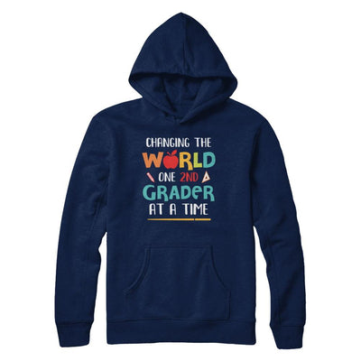 Changing The World One 2nd Grader Back To School Teacher-T-Shirt & Hoodie-Pullover Hoodie-Navy