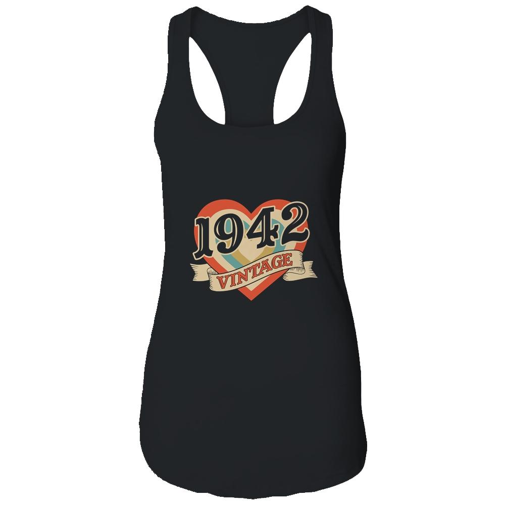 79th Birthday Gifts Classic Retro Heart Vintage 1942-T-Shirt & Tank Top-Women's Ideal Racerback Tank-Black