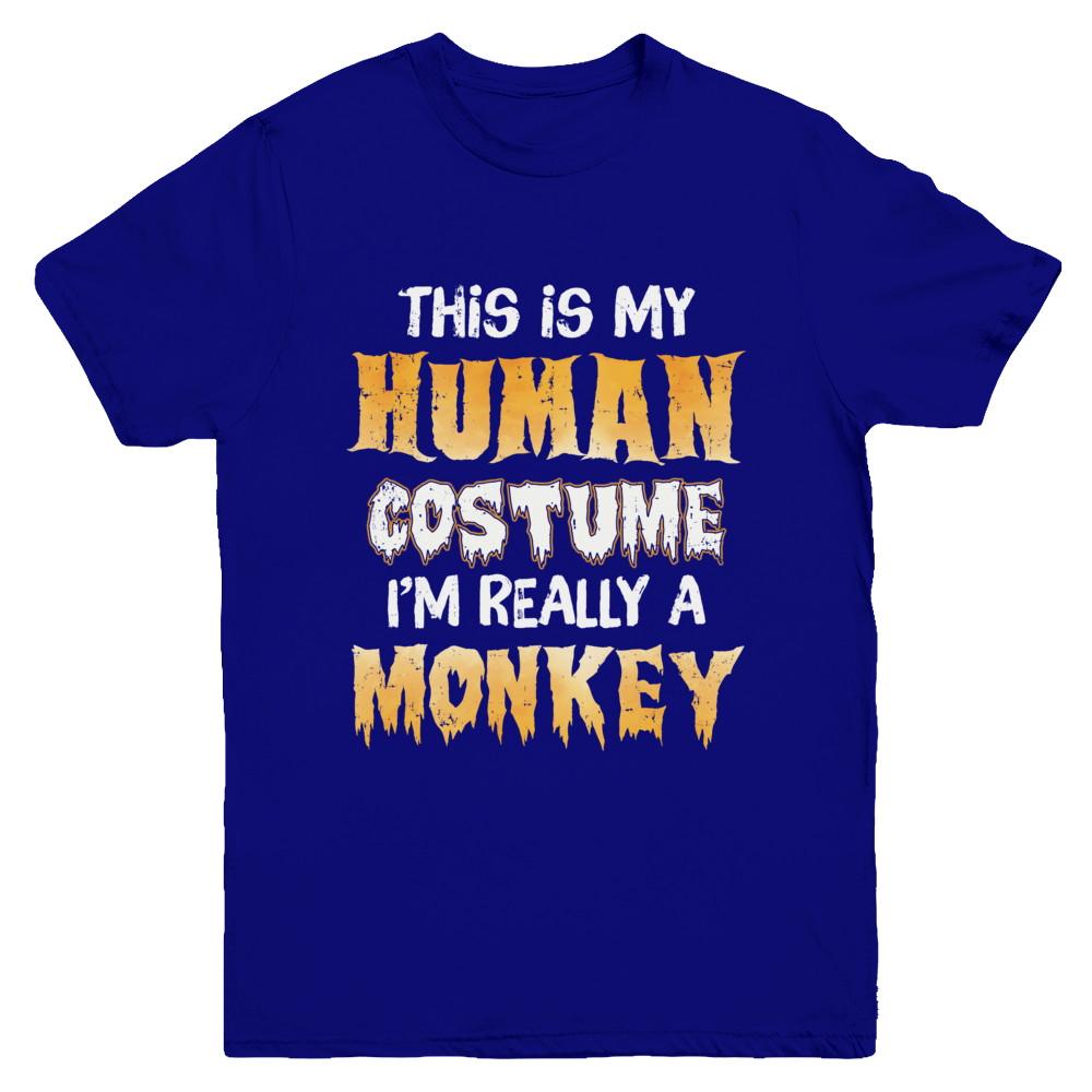 This Is My Human Costume Monkey Halloween Youth-Youth Shirt-Youth T-Shirt-Navy