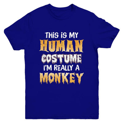 This Is My Human Costume Monkey Halloween Youth-Youth Shirt-Youth T-Shirt-Navy