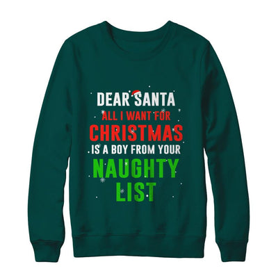 Dear Santa I Want For Christmas Is A Boy From Naughty List-T-Shirt & Sweatshirt-Crewneck Sweatshirt-Deep Forest