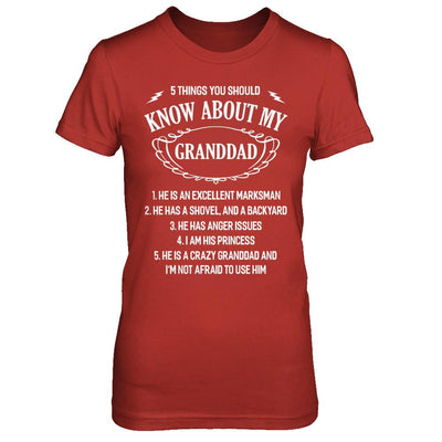 5 Things You Should Know About My Granddad Granddaughter-T-Shirt & Sweatshirt-Women's T-Shirt-Red