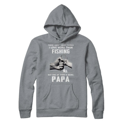 I Love More Than Fishing Being Papa Funny Fathers Day-T-Shirt & Hoodie-Pullover Hoodie-Light Steel