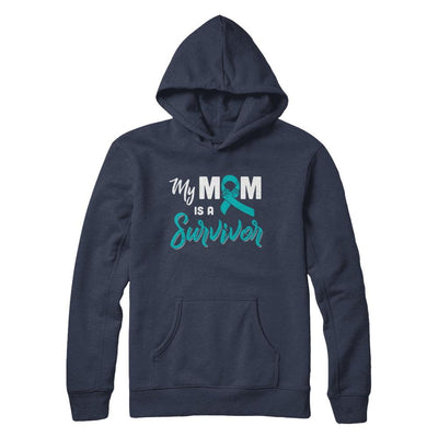My Mom Is A Survivor Ovarian Son Daughter Support-T-Shirt & Hoodie-Pullover Hoodie-Navy