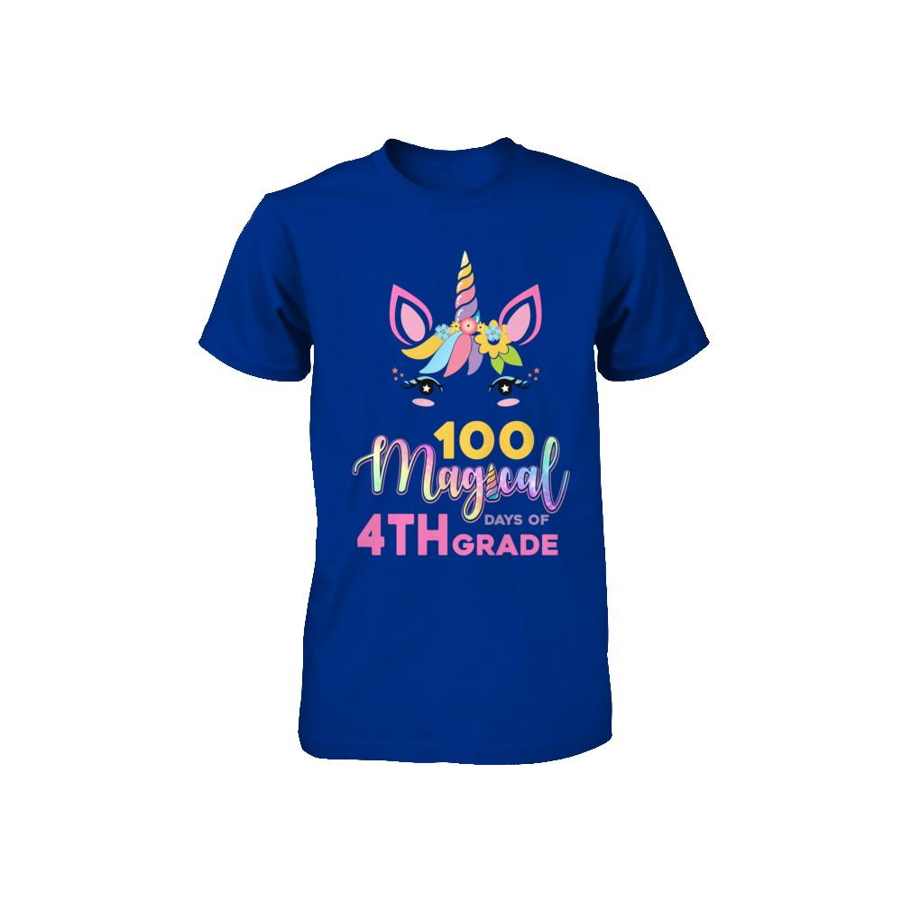 100 Magical Days Of 4Th Grade School Unicorn Girl Gift Youth-Youth Shirt-