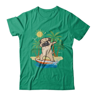 Summer Vacation Dabbing Pug Surfing Surfboard Gift-T-Shirt & Hoodie-Classic T-Shirt-Kelly Green