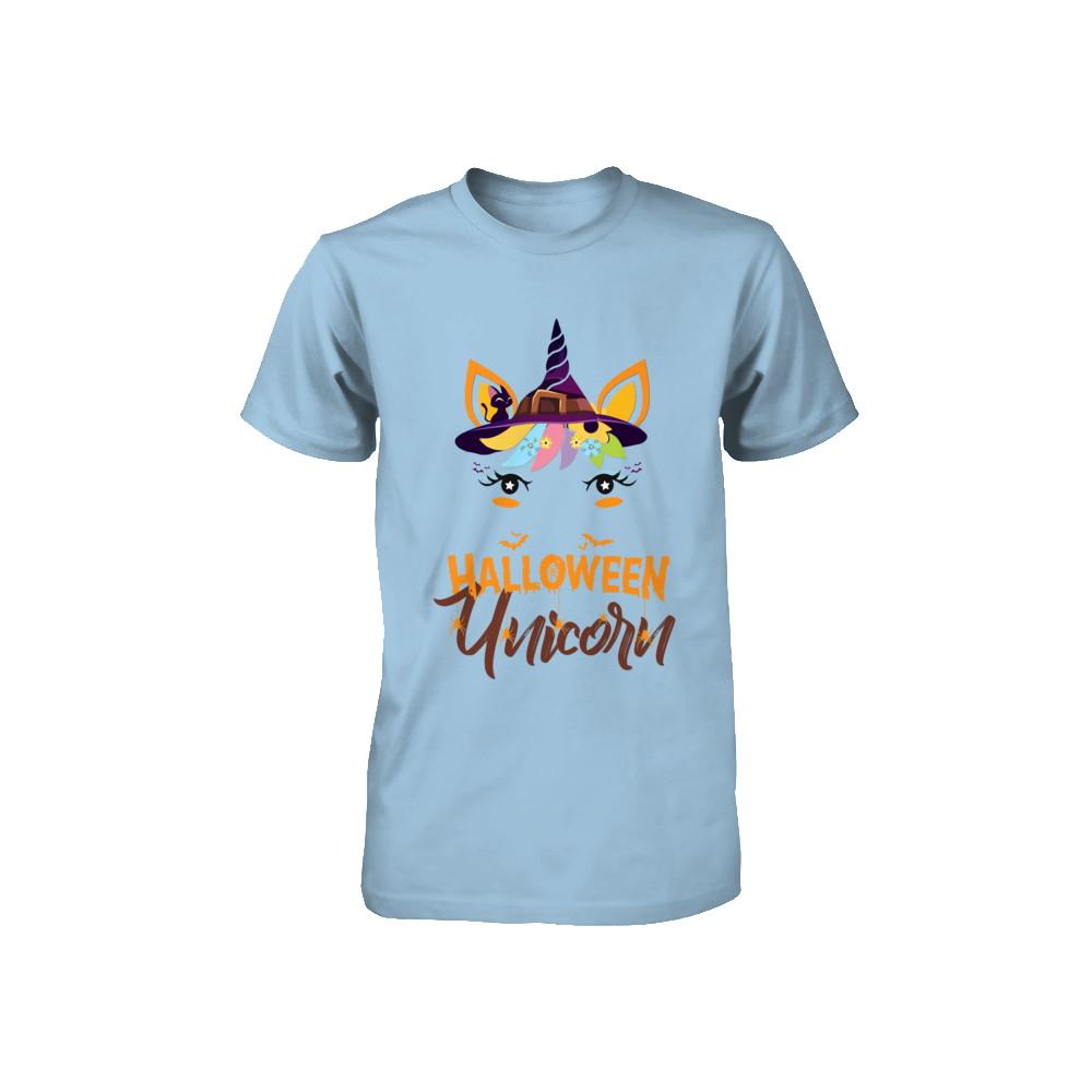 Halloween Costume Unicorn Witch Bats Youth-Youth Shirt-Toddler T-Shirt-Light Blue