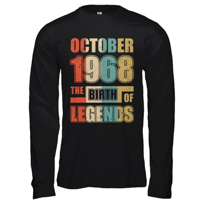 Vintage Retro October 1968 Birth Of Legends 53th Birthday-T-Shirt & Hoodie-Long Sleeve T-Shirt-Black
