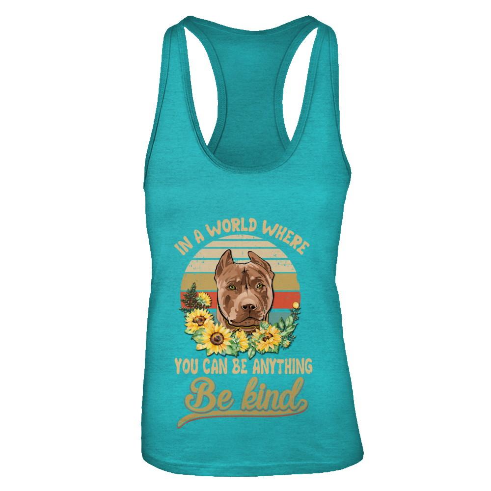 In A World Where You Can Be Anything Be Kind Pit bull Sunflow-T-Shirt & Tank Top-Women's Ideal Racerback Tank-Tahiti Blue