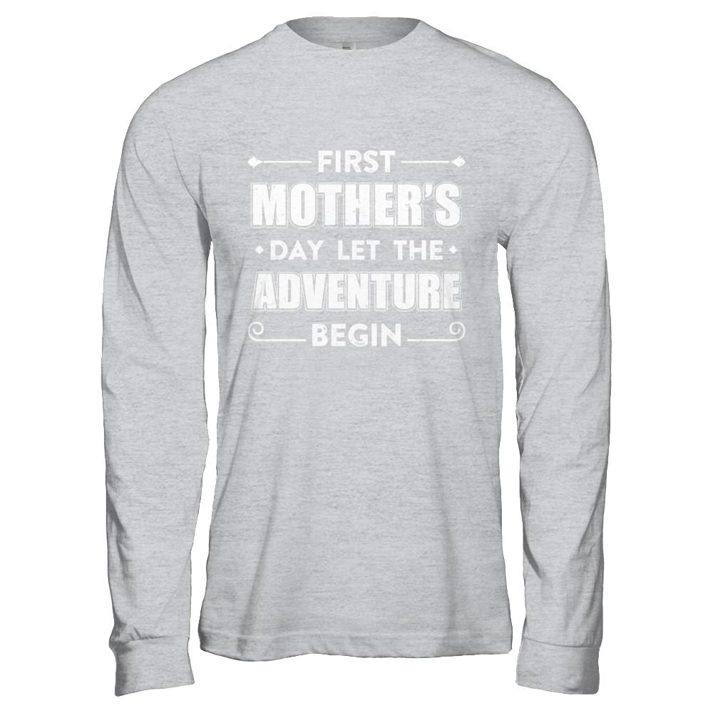 First Mother's Day Let The Adventure Begin Mommy-T-Shirt & Hoodie-Long Sleeve T-Shirt-Sport Grey