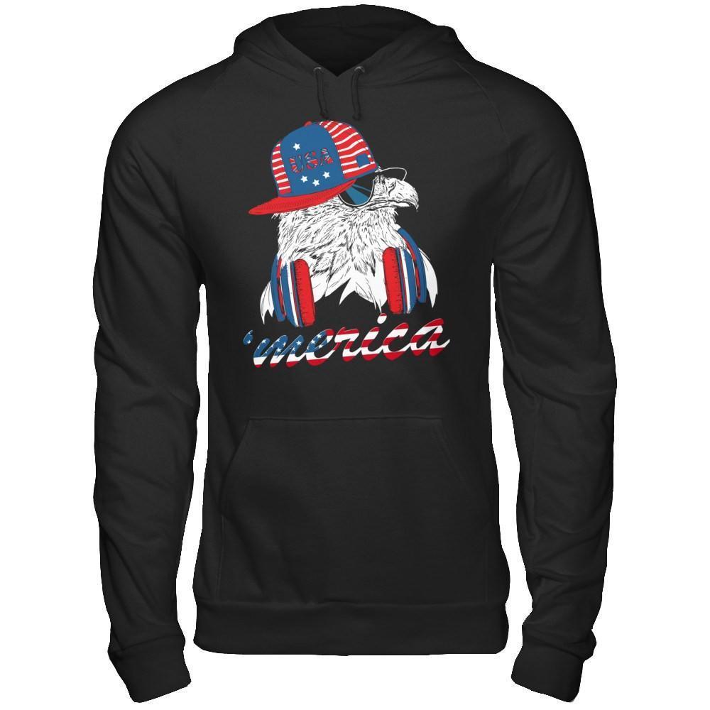 Usa Pride Merica Hiphop Eagle 4Th Of July-T-Shirt & Hoodie-Pullover Hoodie-Black
