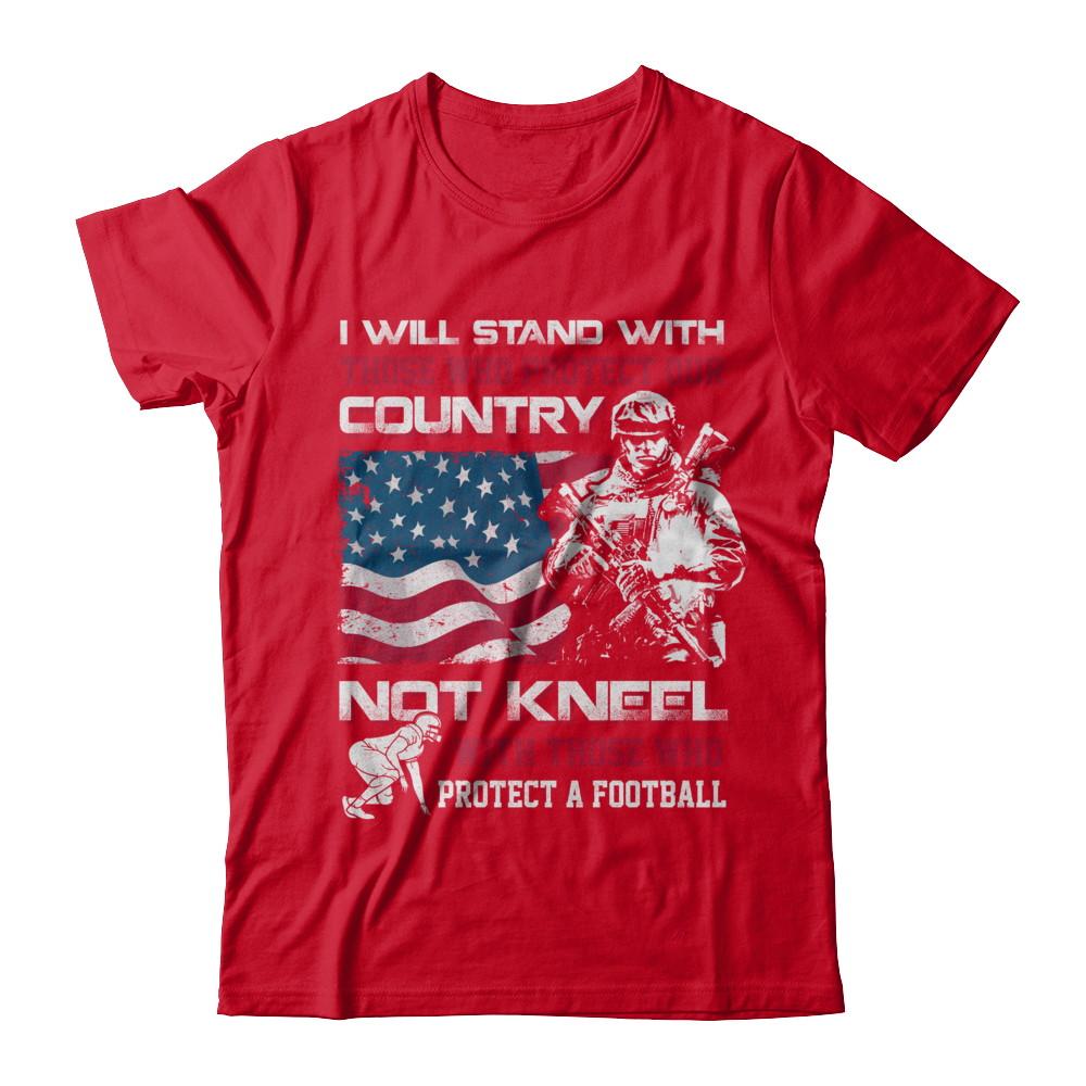I Stand For The American Flag I Don't Kneel Football-T-Shirt & Hoodie-Premium T-Shirt-Red