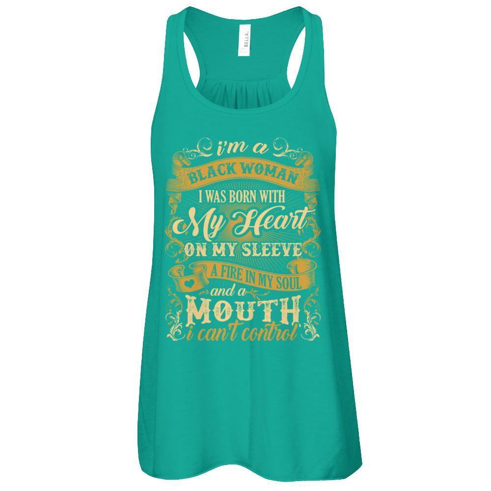 I Am A Black Woman I Was Born With My Heart On My Sleeve-T-Shirt & Tank Top-Women's Flowy Racerback Tank-Kelly