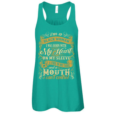I Am A Black Woman I Was Born With My Heart On My Sleeve-T-Shirt & Tank Top-Women's Flowy Racerback Tank-Kelly
