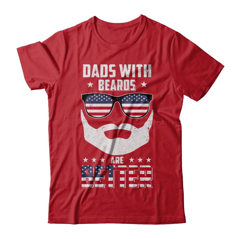 Dads With Beards Are Better American Flag Fathers Day-T-Shirt & Hoodie-Classic T-Shirt-Red