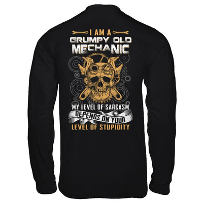I'm A Grumpy Old Mechanic My Level Of Sarcasm-T-Shirt & Hoodie-Long Sleeve T-Shirt-Black