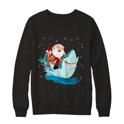 Santa Claus Riding Shark Christmas Xmas Gift-T-Shirt & Sweatshirt-Crewneck Sweatshirt-Black