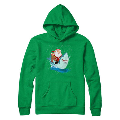 Santa Claus Riding Shark Christmas Xmas Gift-T-Shirt & Sweatshirt-Pullover Hoodie-Irish Green
