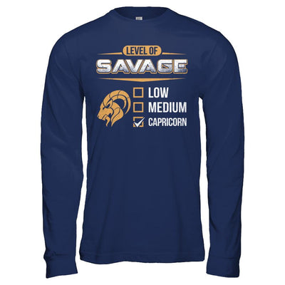 Level Of Savage Capricorn-T-Shirt & Hoodie-Long Sleeve T-Shirt-Navy